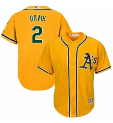 Youth Majestic Oakland Athletics 2 Khris Davis Authentic Gold Alternate 2 Cool Base MLB Jersey 