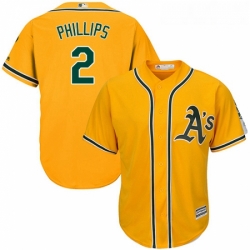 Youth Majestic Oakland Athletics 2 Tony Phillips Replica Gold Alternate 2 Cool Base MLB Jersey