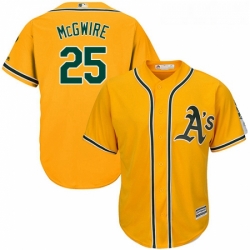 Youth Majestic Oakland Athletics 25 Mark McGwire Authentic Gold Alternate 2 Cool Base MLB Jersey