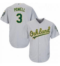 Youth Majestic Oakland Athletics 3 Boog Powell Replica Grey Road Cool Base MLB Jersey 