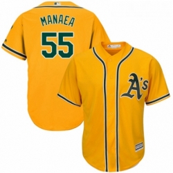 Youth Majestic Oakland Athletics 55 Sean Manaea Authentic Gold Alternate 2 Cool Base MLB Jersey 