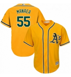 Youth Majestic Oakland Athletics 55 Sean Manaea Replica Gold Alternate 2 Cool Base MLB Jersey 