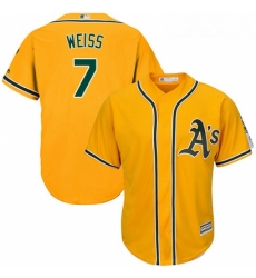 Youth Majestic Oakland Athletics 7 Walt Weiss Replica Gold Alternate 2 Cool Base MLB Jersey