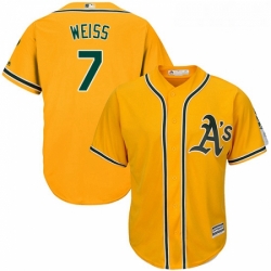 Youth Majestic Oakland Athletics 7 Walt Weiss Replica Gold Alternate 2 Cool Base MLB Jersey