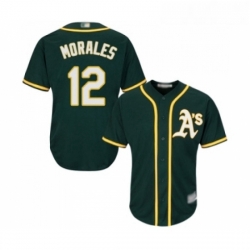 Youth Oakland Athletics 12 Kendrys Morales Replica Green Alternate 1 Cool Base Baseball Jersey 