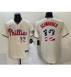 Men Philadelphia Phillies 12 Kyle Schwarber Cream USA 250 Fourth of July Home Stitched Baseball Jersey Men Philadelphia Phillies 12 Kyle Schwarber Cream USA 250 Fourth of July Home Stitched Baseball Jersey
