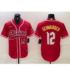 Men Philadelphia Phillies 12 Kyle Schwarber Red 2024 City Connect Limited Stitched Jersey 1