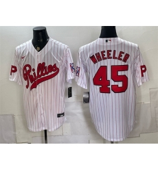 Men Philadelphia Phillies 45 Zack Wheeler White 2026 Field of Dreams Stadium Stitched Baseball Jersey Men Philadelphia Phillies 45 Zack Wheeler White 2026 Field of Dreams Stadium Stitched Baseball Jersey