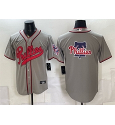 Men Philadelphia Phillies Team Big Logo Gray 2026 Field of Dreams Stadium Stitched Baseball Jersey