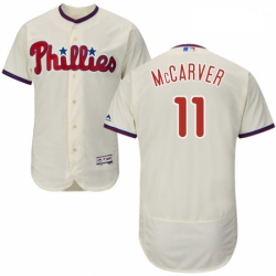 Mens Majestic Philadelphia Phillies 11 Tim McCarver Cream Alternate Flex Base Authentic Collection MLB Jersey