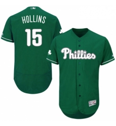 Mens Majestic Philadelphia Phillies 15 Dave Hollins Green Celtic Flexbase Authentic Collection MLB Jersey