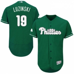 Mens Majestic Philadelphia Phillies 19 Greg Luzinski Green Celtic Flexbase Authentic Collection MLB Jersey 