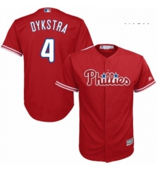 Mens Majestic Philadelphia Phillies 4 Lenny Dykstra Replica Red Alternate Cool Base MLB Jersey 