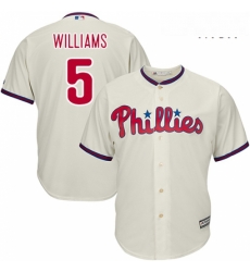 Mens Majestic Philadelphia Phillies 5 Nick Williams Replica Cream Alternate Cool Base MLB Jersey 