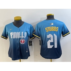 Women Philadelphia Phillies 21 Garrett Stubbs Blue 2024 City Connect Limited Stitched Jersey 3