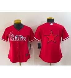 Women Philadelphia Phillies Red Big Logo Stitched Baseball Jersey