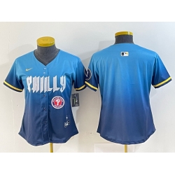 Women  Philadelphia Phillies Team Big Logo Blue 2024 City Connect Limited Stitched Baseball Jersey 7