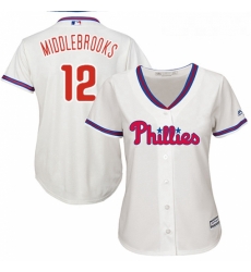 Womens Majestic Philadelphia Phillies 12 Will Middlebrooks Authentic Cream Alternate Cool Base MLB Jersey 