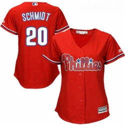 Womens Majestic Philadelphia Phillies 20 Mike Schmidt Authentic Red Alternate Cool Base MLB Jersey