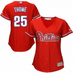 Womens Majestic Philadelphia Phillies 25 Jim Thome Replica Red Alternate Cool Base MLB Jersey 