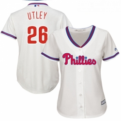 Womens Majestic Philadelphia Phillies 26 Chase Utley Replica Cream Alternate Cool Base MLB Jersey