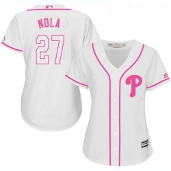 Womens Majestic Philadelphia Phillies 27 Aaron Nola Authentic White Fashion Cool Base MLB Jersey