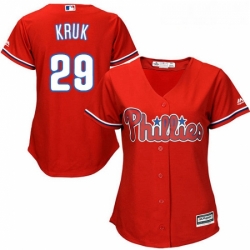 Womens Majestic Philadelphia Phillies 29 John Kruk Authentic Red Alternate Cool Base MLB Jersey