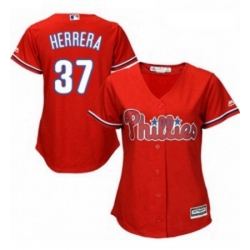 Womens Majestic Philadelphia Phillies 37 Odubel Herrera Authentic Red Alternate Cool Base MLB Jersey 