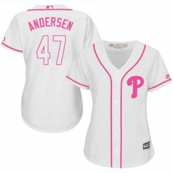 Womens Majestic Philadelphia Phillies 47 Larry Andersen Authentic White Fashion Cool Base MLB Jersey