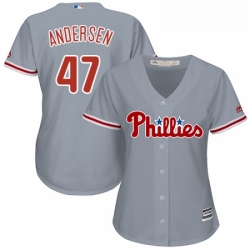 Womens Majestic Philadelphia Phillies 47 Larry Andersen Replica Grey Road Cool Base MLB Jersey