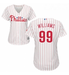 Womens Majestic Philadelphia Phillies 99 Mitch Williams Replica WhiteRed Strip Home Cool Base MLB Jersey