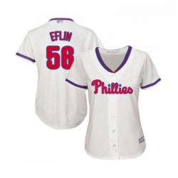 Womens Philadelphia Phillies 56 Zach Eflin Replica Cream Alternate Cool Base Baseball Jersey 