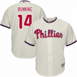 Youth Majestic Philadelphia Phillies 14 Jim Bunning Authentic Cream Alternate Cool Base MLB Jersey 