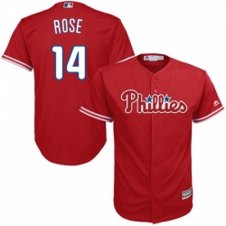 Youth Majestic Philadelphia Phillies 14 Pete Rose Authentic Red Alternate Cool Base MLB Jersey