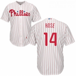 Youth Majestic Philadelphia Phillies 14 Pete Rose Authentic WhiteRed Strip Home Cool Base MLB Jersey