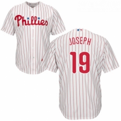 Youth Majestic Philadelphia Phillies 19 Tommy Joseph Replica WhiteRed Strip Home Cool Base MLB Jersey 