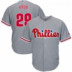 Youth Majestic Philadelphia Phillies 29 John Kruk Authentic Grey Road Cool Base MLB Jersey