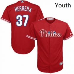 Youth Majestic Philadelphia Phillies 37 Odubel Herrera Authentic Red Alternate Cool Base MLB Jersey 