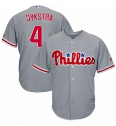 Youth Majestic Philadelphia Phillies 4 Lenny Dykstra Replica Grey Road Cool Base MLB Jersey 