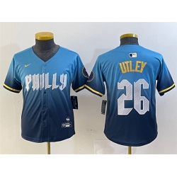 Youth Philadelphia Phillies 26 Chase Utley Blue 2024 City Connect Limited Stitched Baseball Jersey