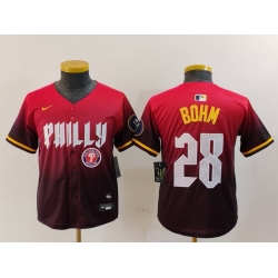 Youth Philadelphia Phillies 28 Alec Bohm Red 2024 City Connect Limited Stitched Baseball Jersey 1