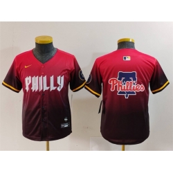 Youth Philadelphia Phillies Team Big Logo Red 2024 City Connect Limited Stitched Baseball Jerseys