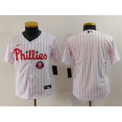 Youth Philadelphia Phillies Team  White Cool Base Stitched Baseball Jersey 1