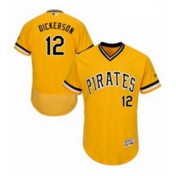 Mens Majestic Pittsburgh Pirates 12 Corey Dickerson Gold Alternate Flex Base Authentic Collection MLB Jersey