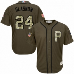 Mens Majestic Pittsburgh Pirates 24 Tyler Glasnow Authentic Green Salute to Service MLB Jersey 