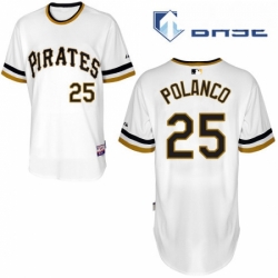 Mens Majestic Pittsburgh Pirates 25 Gregory Polanco Replica White Alternate 2 Cool Base MLB Jersey