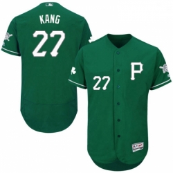 Mens Majestic Pittsburgh Pirates 27 Jung ho Kang Green Celtic Flexbase Authentic Collection MLB Jersey