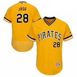 Mens Majestic Pittsburgh Pirates 28 John Jaso Gold Alternate Flex Base Authentic Collection MLB Jersey