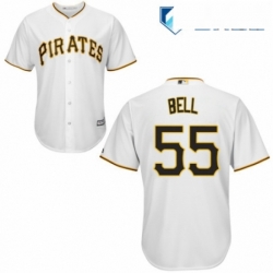 Mens Majestic Pittsburgh Pirates 55 Josh Bell Replica White Home Cool Base MLB Jersey 