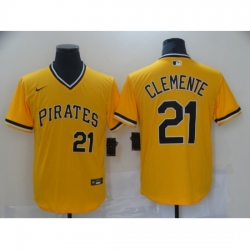 Men's Nike Pittsburgh Pirates #21 Roberto Clemente Gold Showtime Authentic Jersey